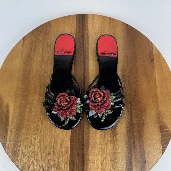 New Womens Jeffrey Campbell Enchanted Black Rose Medallion Sandals Size 6 M NWOB - Picture 1 of 3